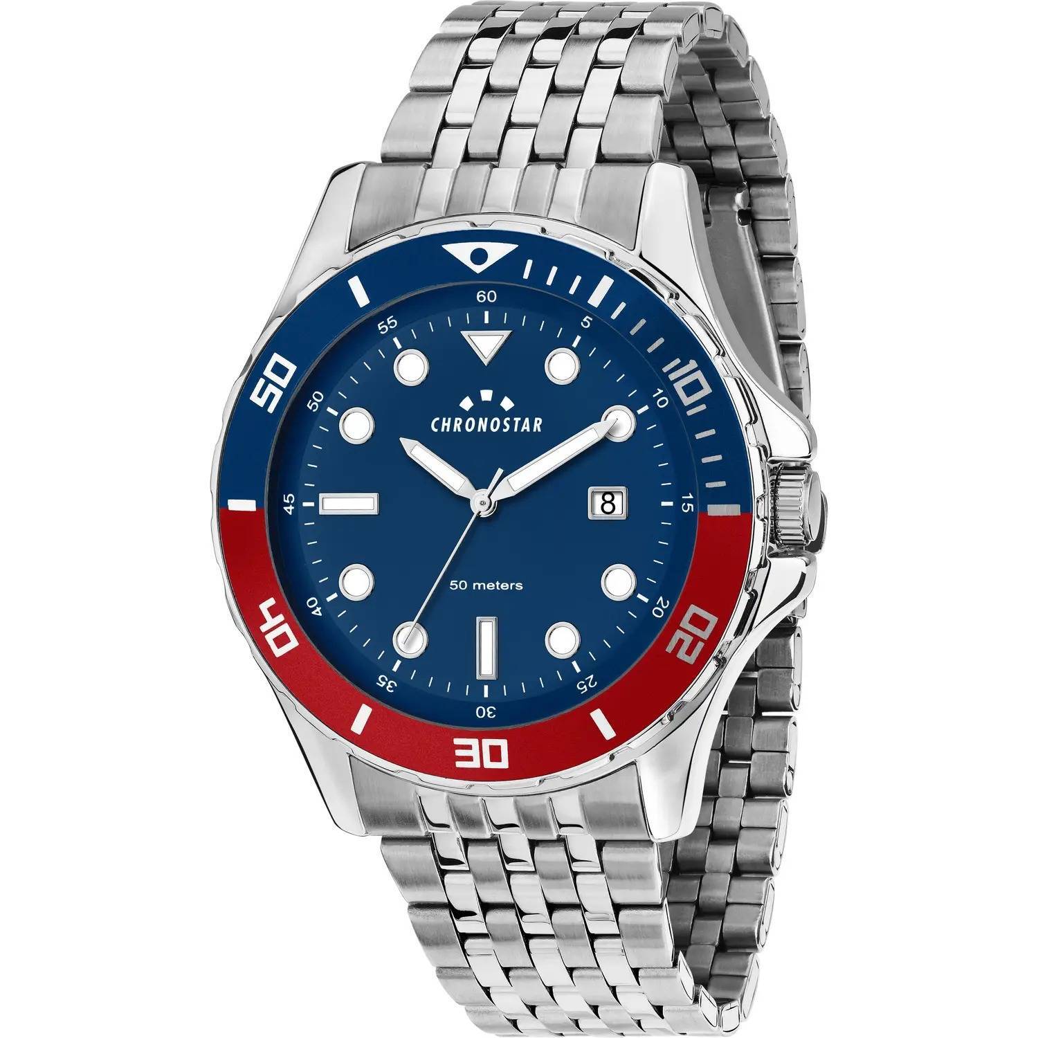 Orologio Chronostar Captain R3753318002 Watch Acciaio Rosso Blu  Pepsi Uomo 43mm