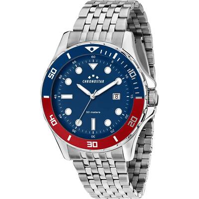 Chronostar Captain R3753318002 Watch Steel Red Blue Pepsi Men's 43mm Watch