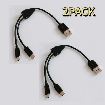 FLEAVER 2PACK 20CM 2 in 1 USB to Dual Type C Charge Cable Power 2 Type C Devices