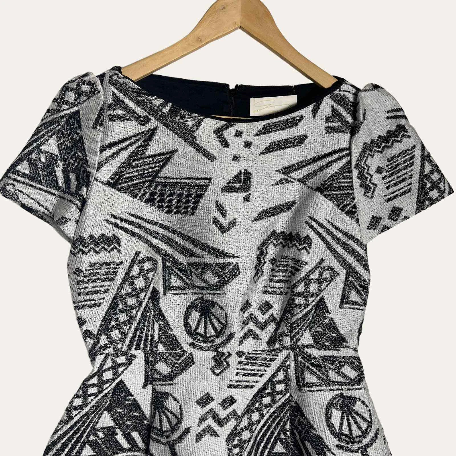 VERSACE Mini abito vintage Genny stampa geometrica jacquard guaina taglia 6