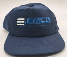 Vintage Made In USA Erico Concrete Construction Trucker Snapback Hat Blue