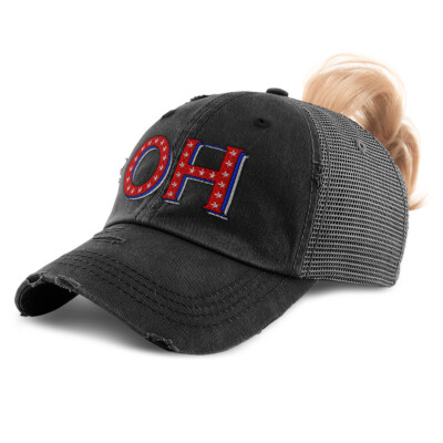 Cotton Mesh Hat Custom Distressed Trucker Hat Ohio Girl State USA