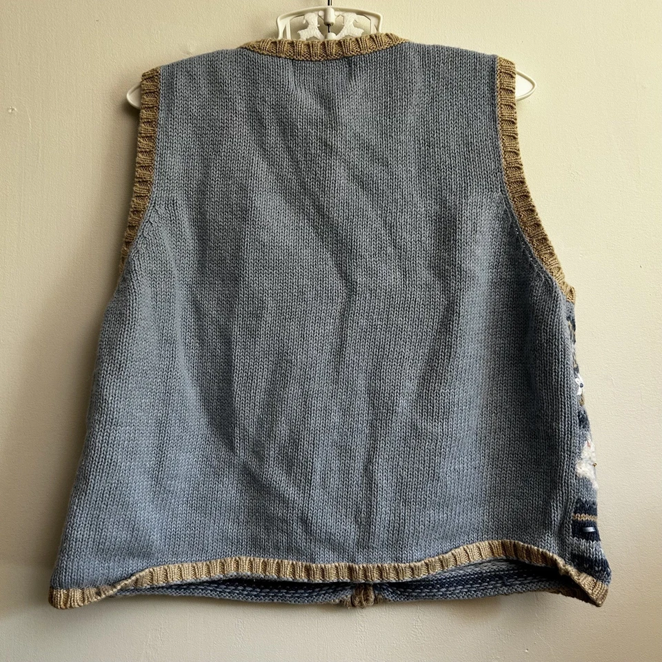 Chaleco Suéter Hartstrings Vintage Años 90 Y2K Gato y Perro Floral Azul Niñas Talla 7/8 Foto 2 de 4