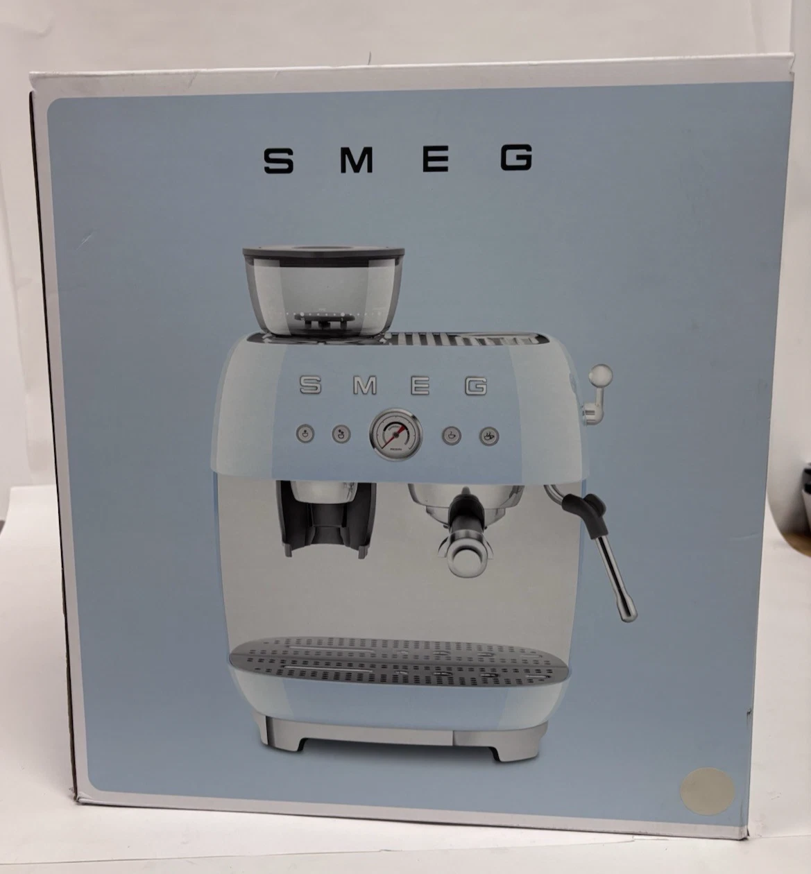 Smeg Retro-Style Manual Espresso Coffee Machine w/ Grinder Glossy Cream