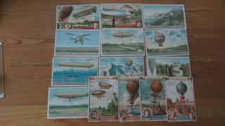 Sammlung Sammelbilder viel Liebig Zeppelin Flugzeuge Ballon etc. Gesamt 65 auch