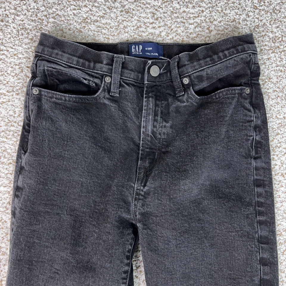 GAP 70s Flare Jeans Womens 8 / 29 Black Denim High Rise Stretch Retro Capsule - Image 2 of 4