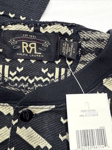 Ralph Lauren Double RL Crewneck Sweater Black and Cream Nordic Style. - Picture 15 of 17