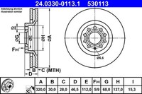 2X Bremsscheibe Powerdisc ATE 24.0330-0113.1 FüR Audi A6 C5 B7 A4 B6 Seat Exeo