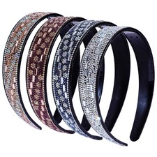 Rhinestone Headbands for Women Sparkly,4PCS Crystal Headband Non Slip Tooth H...