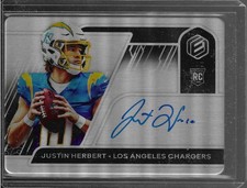2020 Panini Elements #121 Justin Herbert On Card Auto Rookie RC Chargers /55. rookie card picture