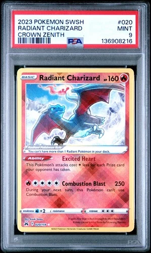 2023 POKEMON SWORD & SHIELD CROWN ZENITH #020 RADIANT CHARIZARD PSA 9