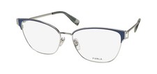 NEW FURLA VFU443 EYEWEAR WOMENS FULL-RIM SILVER 0F94 METAL PLASTIC 55-15-135