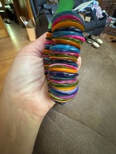 Multicolor Dyed Sea Shell Half Moon Stretch B...
