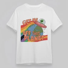 Women's Soft Classic T-Shirt Get Me Off This Planet Earth Spaceship Design Tee