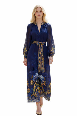 NEW $899 CAMILLA NOTES FROM THE BLUE ROOM RELAXED SHIRT DRESS SILK CRYSTALS