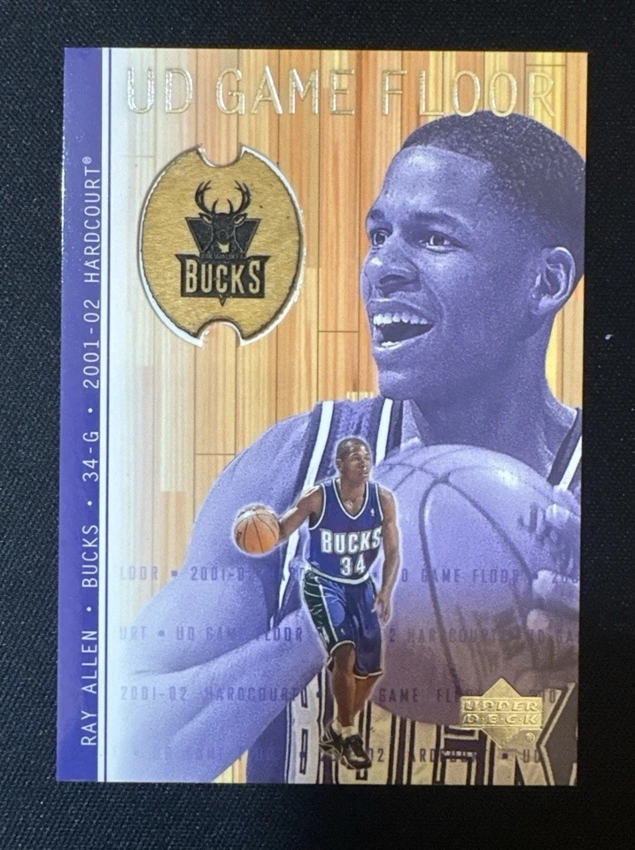 Ray Allen Card 2001-02 Upper Deck Hardcourt UD Game Floor #RA  - Image 2 of 3