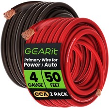 GEARit 4 Gauge 50' CCA Amplifier Power / Amp Ground Wire, Black/Blue/Red