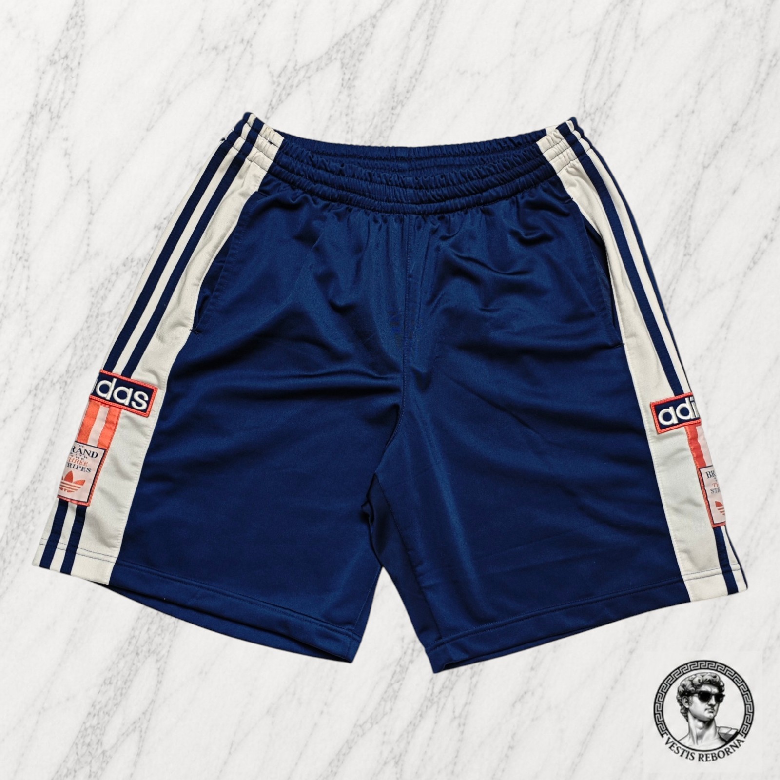ADIDAS ADIBREAK Vintage Pantaloncini Bottoni Uomo Pantaloni Corti Tuta Blu Tg M