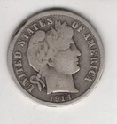 1914-D BARBER DIME 10¢ DENVER MINT 90% SILVER COIN UNITED STATES AMERICA