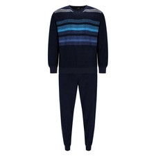 Hajo Men's Pajamas, Long - Climate Fleece, Cuffs, V-Neck, Pyjama...