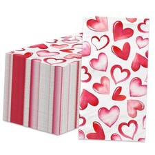 100Pcs Valentines Day Paper Napkins Red and Pink Heart Napkins Disposable
