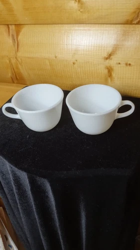 Vintage Pyrex Coffee Mug Milk Glass White Set of 2 Each 8 oz