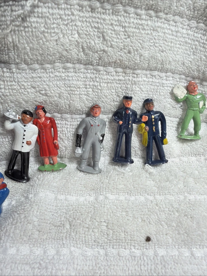 Antiguas figuras civiles Dimestore de BARCLAY Minis años 30, escala de tren HO, 9 piezas #F Foto 3 de 4