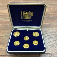 The LONDON BADGE & BUTTON 6 Piece Three Lions 173 Blazer Buttons With Box