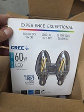 2 Pack Cree Led 60w B11 Dimmable Daylight 5000k 515lm Candelabra Clear 2 Bulbs