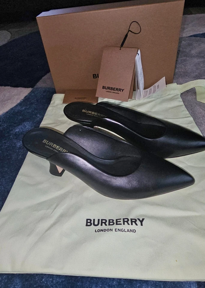 Mules Burberry Holme 60 mm de cuero negro talla 7,5 Foto 2 de 4