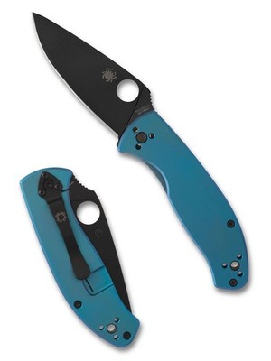 Spyderco Tenacious Folding Knife 3.35'' Blade Blue Titanium Handle  C122TIBLBKP