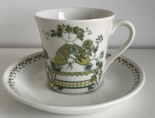 1 Figgjo Lotte Cup & Saucer Set Turi Design Norway - Flat Bottom Cup