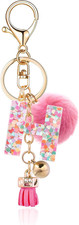 Resin Alphabet Initial Letter Keychain Keyring for Women Purse Handbags With Fur