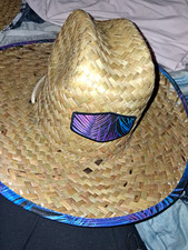 PUGS Wide Brim Straw Hat L/XL with Chin Strap...