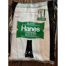 VTG 1977 NOS Hanes Thermal Underwear Bottom Size XL 42-44 Mens, White Waffle