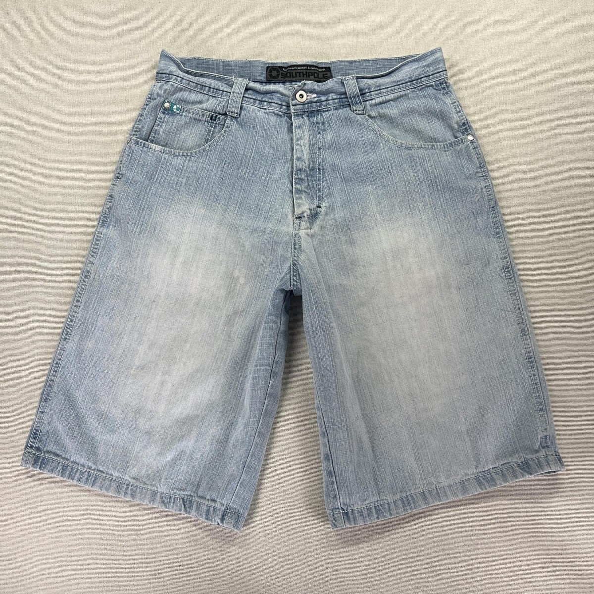 Southpole Shorts Men's 34 (Actual 32x13) Light Wash Denim Jorts