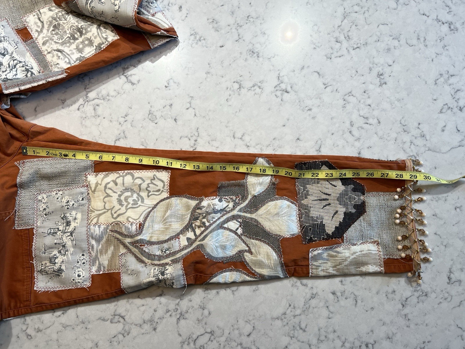 Patchwork Upcycled Pants Gray And Rust Boho - image 13