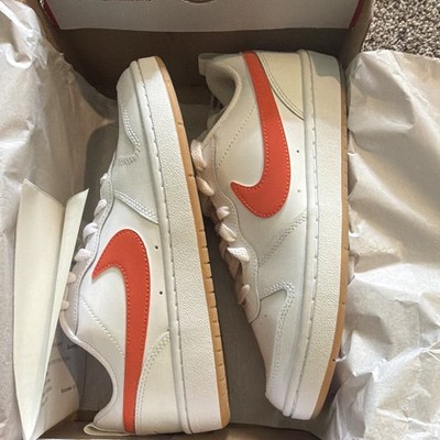 Nike Court Borough Low 2 (GS) White/Orange Leather Low Top Sneakers 6.5Y