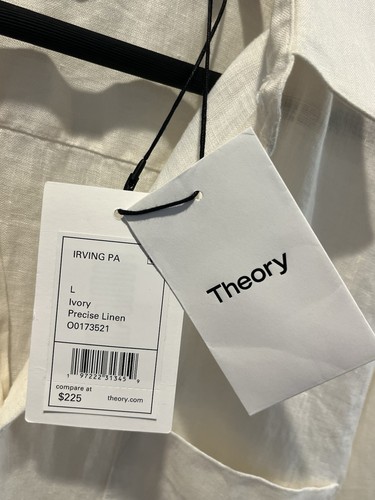 Theory Men’s Ivory Precise Linen Twill Button Down Size L MSRP $225 - Picture 5 of 7