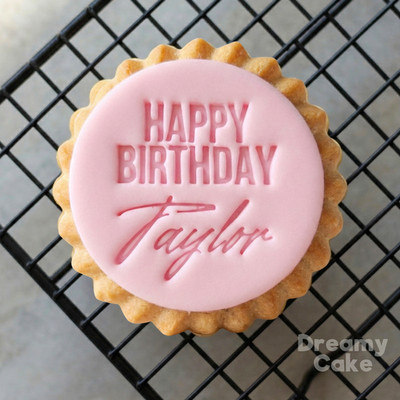 Individueller Happy Birthday Keksstempel mit Namen | Personalisierter Fondant Präger M&S