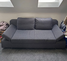Grey Sofa Bed with Storage, Convertible Solid 2 Seater  193cm W