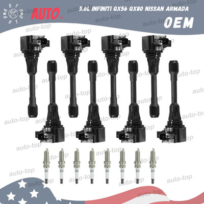 8 For 5.6L Infiniti QX56 QX80 Nissan Armada Ignition Coil & Iridium Spark Plug