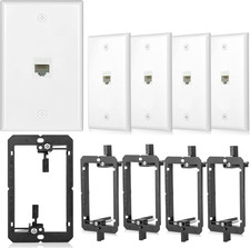 5 Pack Ethernet Wall Plate RJ45 Cat6 Keystone Jack Coupler Network Outlet Female