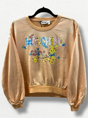 Moschino Logo Giraffe Flowers Pull Over Sweatshirt Youth Size 14 Italy MSRP $253