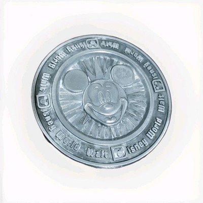 Lovely Vintage Walt Disney World Mickey Mouse Pewter Coaster Genuine USA Made