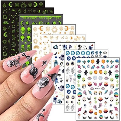 Nail Art Stickers, 3D Planet Astronaut Earth Moon Star UFO Rocket Nail Alien
