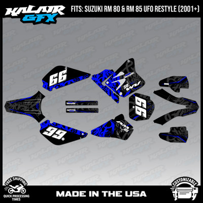 Graphics Kit for Suzuki RM85 (2001-2023) UFO RESTYLE REVOLT-Blue