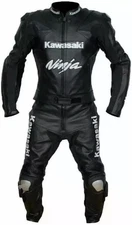 Kawasaki ninja Motorbike real Cowhide Leather Motorcycle Racing suit