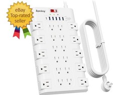 Power Strip Surge Protector with 22 AC Outlets and 6 USB Charging Ports, 6.5Ft