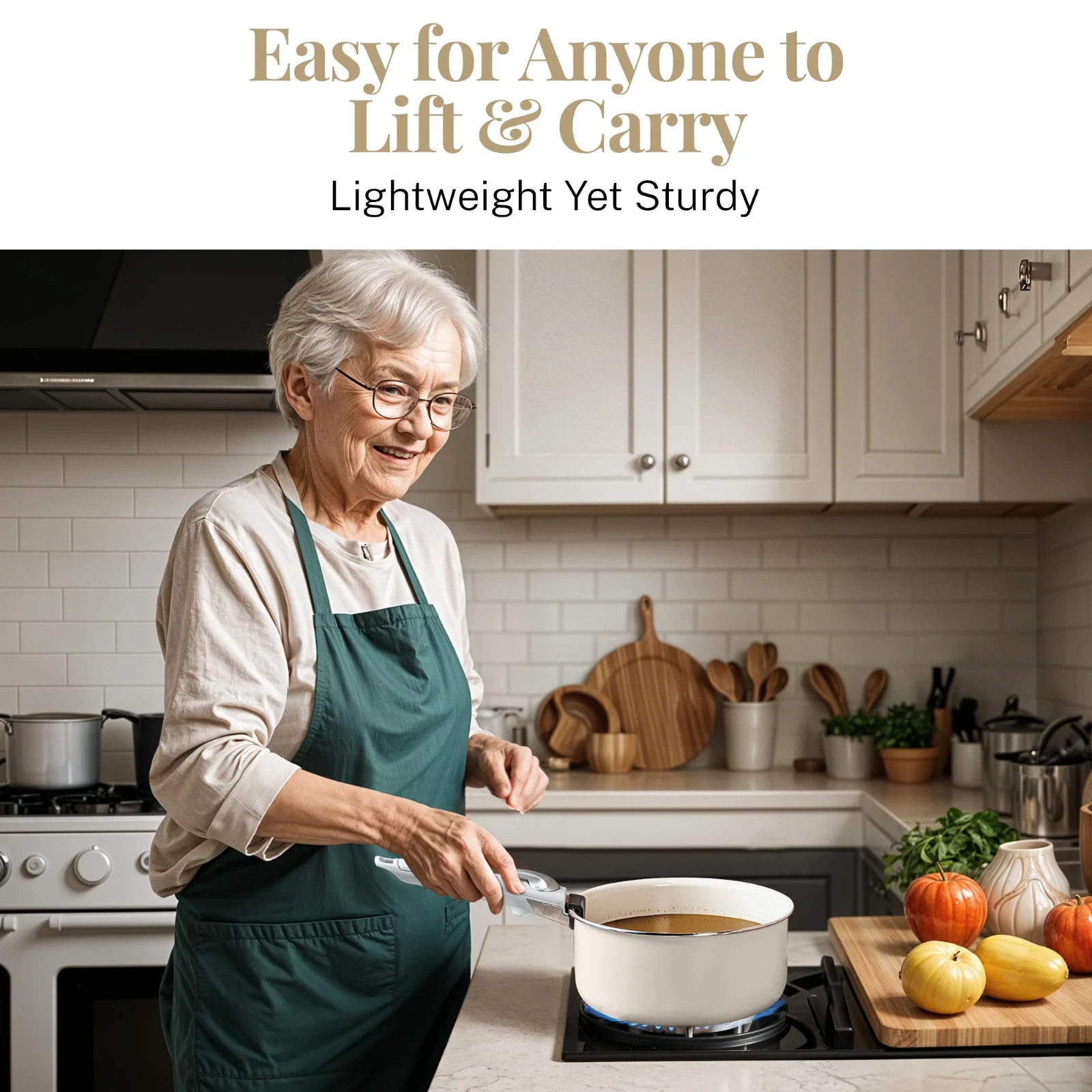 Gotham Steel Nonstick Pots and Pans 18Piece Ceramic Induction Cookware Set,Cream